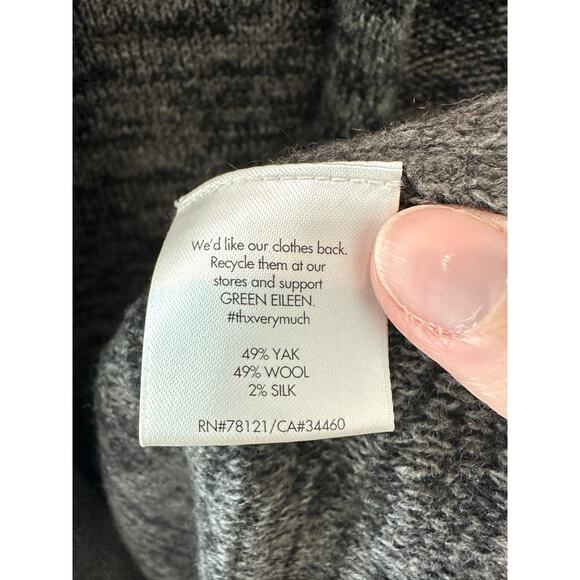 EILEEN FISHER | Gray Taupe Yak Wool Silk Blend Long Sweater Cardigan | Small - Picture 7 of 9